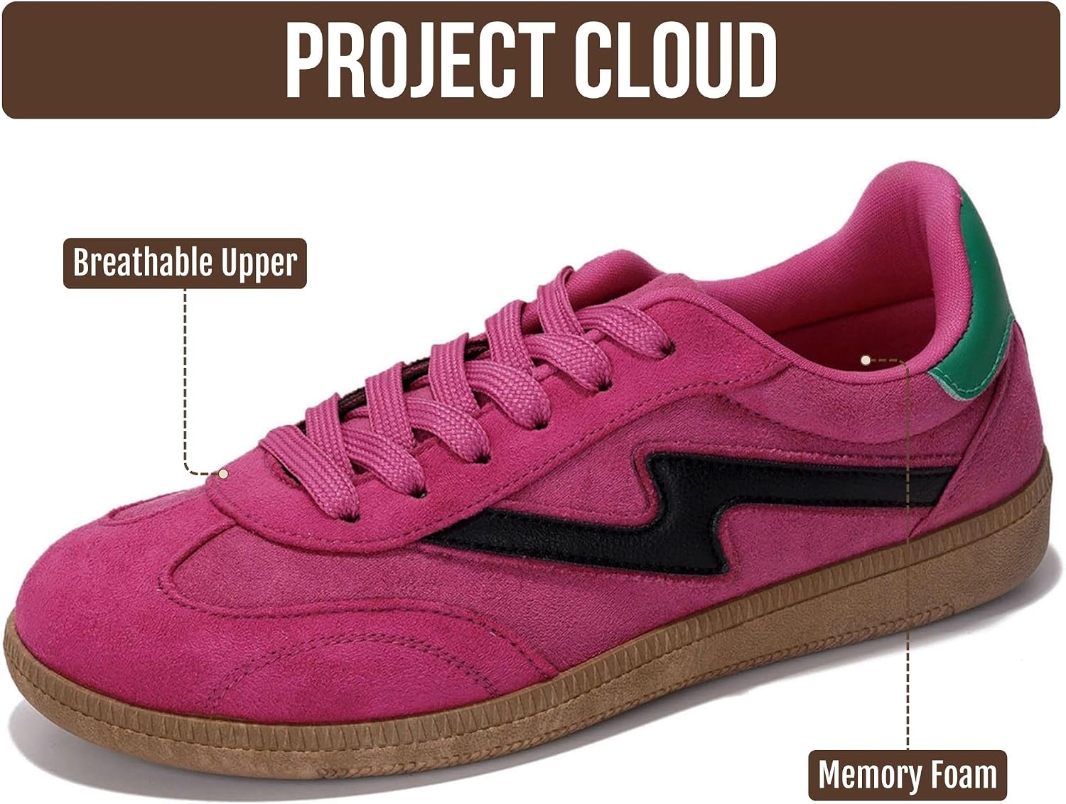 Project Cloud Non-Slip Fashion Sneakers for Women, Lace-Up Shoes (Irita) | Memory Foam Insole Trendy Womens Footwear - Comfortable Casual Womens Sneakers - Stylish Shoes Women Breathable Footwear