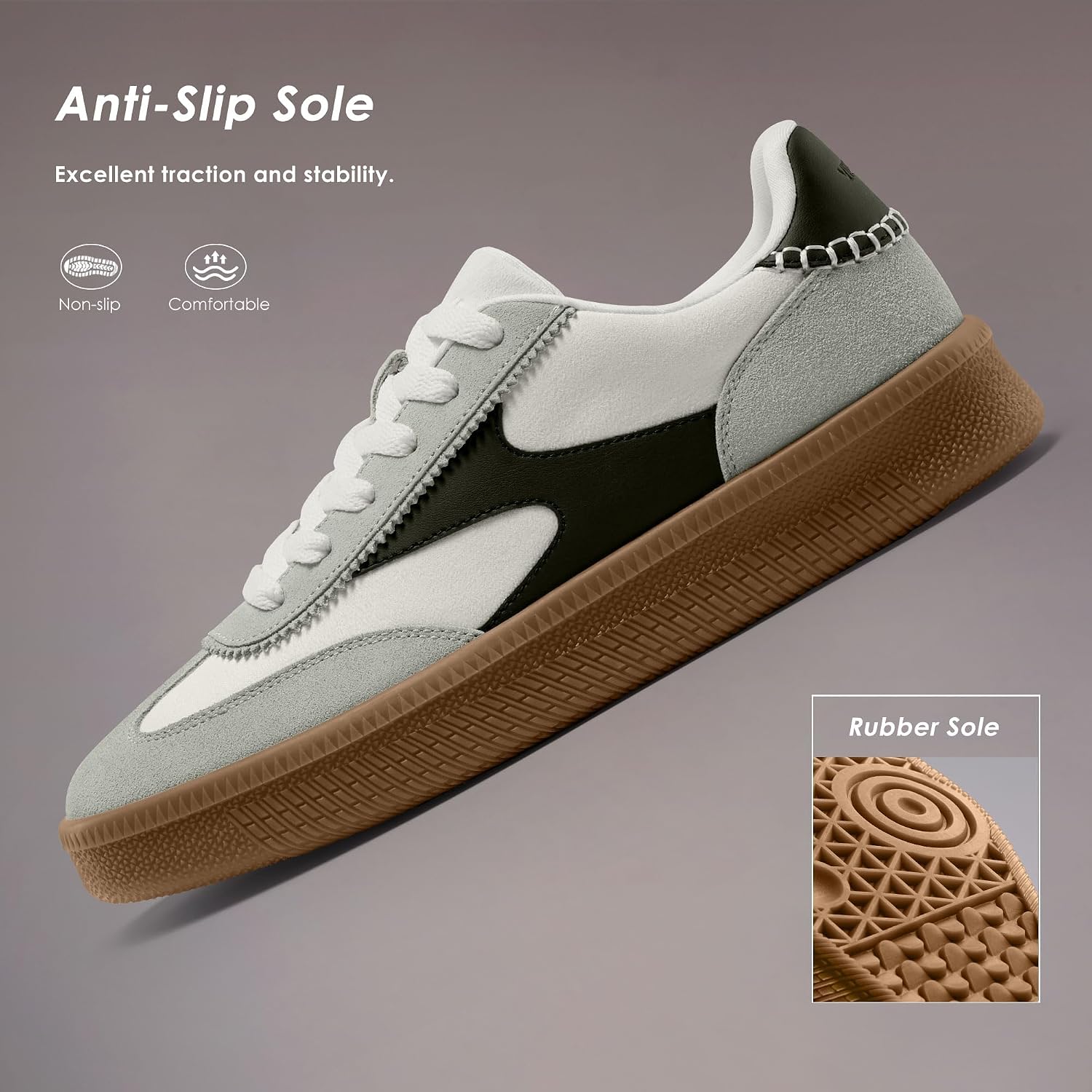 Vilanva Women's Fashion Sneakers Casual Tennis Shoes with Genuine Suede Classic Retro Gum Sole Walking Trendy Footwear