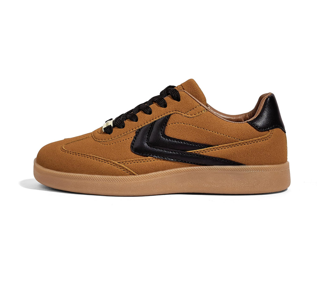 LUCKY STEP Women Retro Gum Sole Fashion Sneakers Skate Shoes | Casual Trendy Walking Trainer Anti Slip Flat Low-Top Footwear