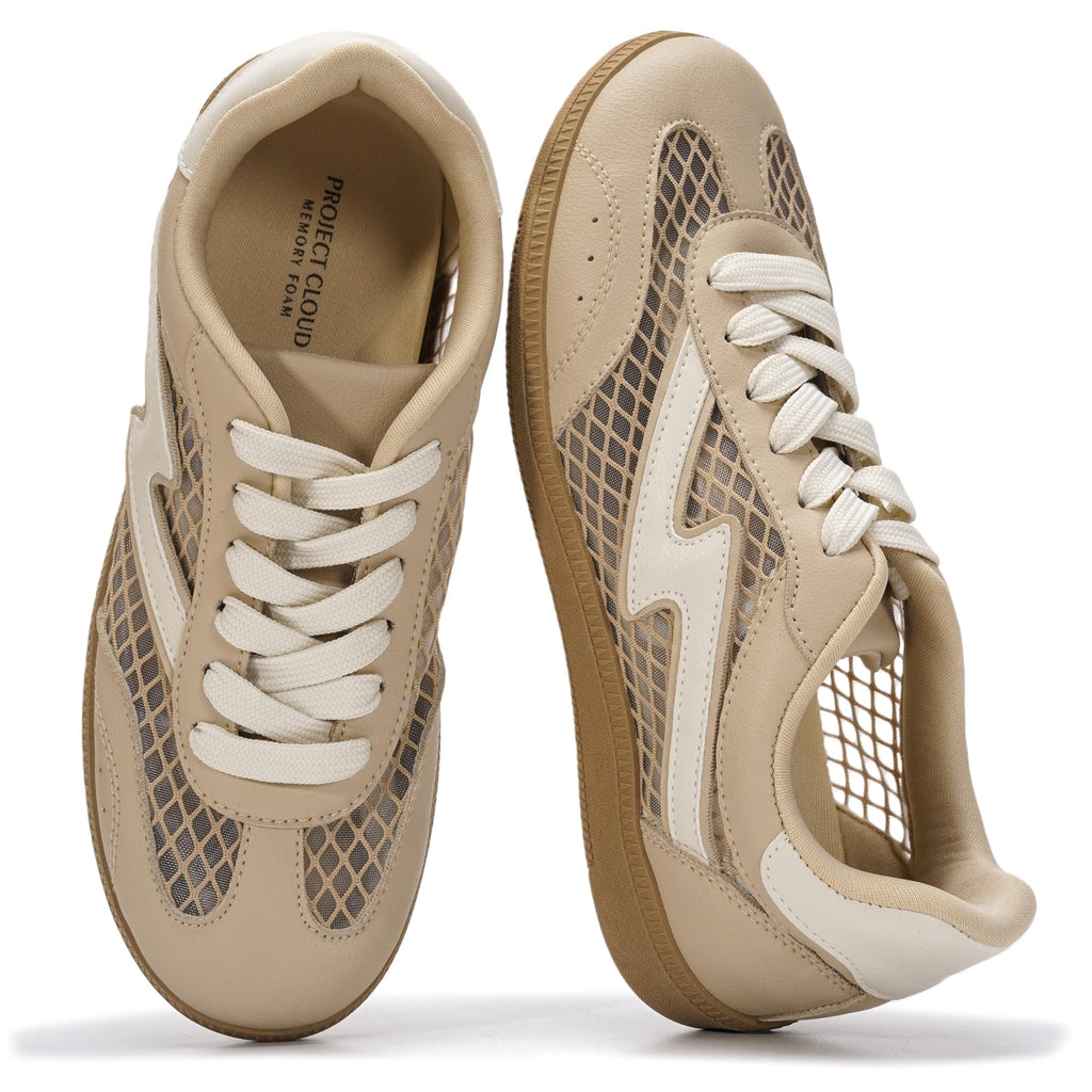 Project Cloud Non-Slip Fashion Sneakers for Women, Lace-Up Shoes (Irita) | Memory Foam Insole Trendy Womens Footwear - Comfortable Casual Womens Sneakers - Stylish Shoes Women Breathable Footwear