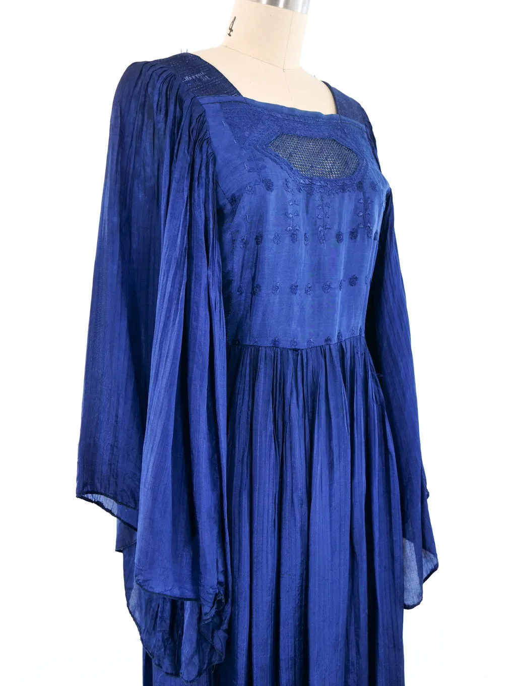 1970's Pleated Indigo Dress