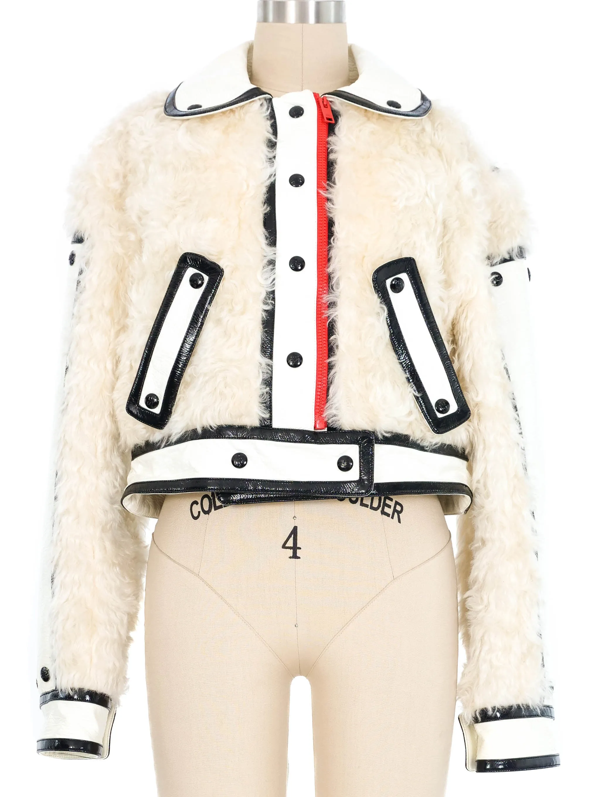 2019 Courreges Patchwork Faux Fur Jacket