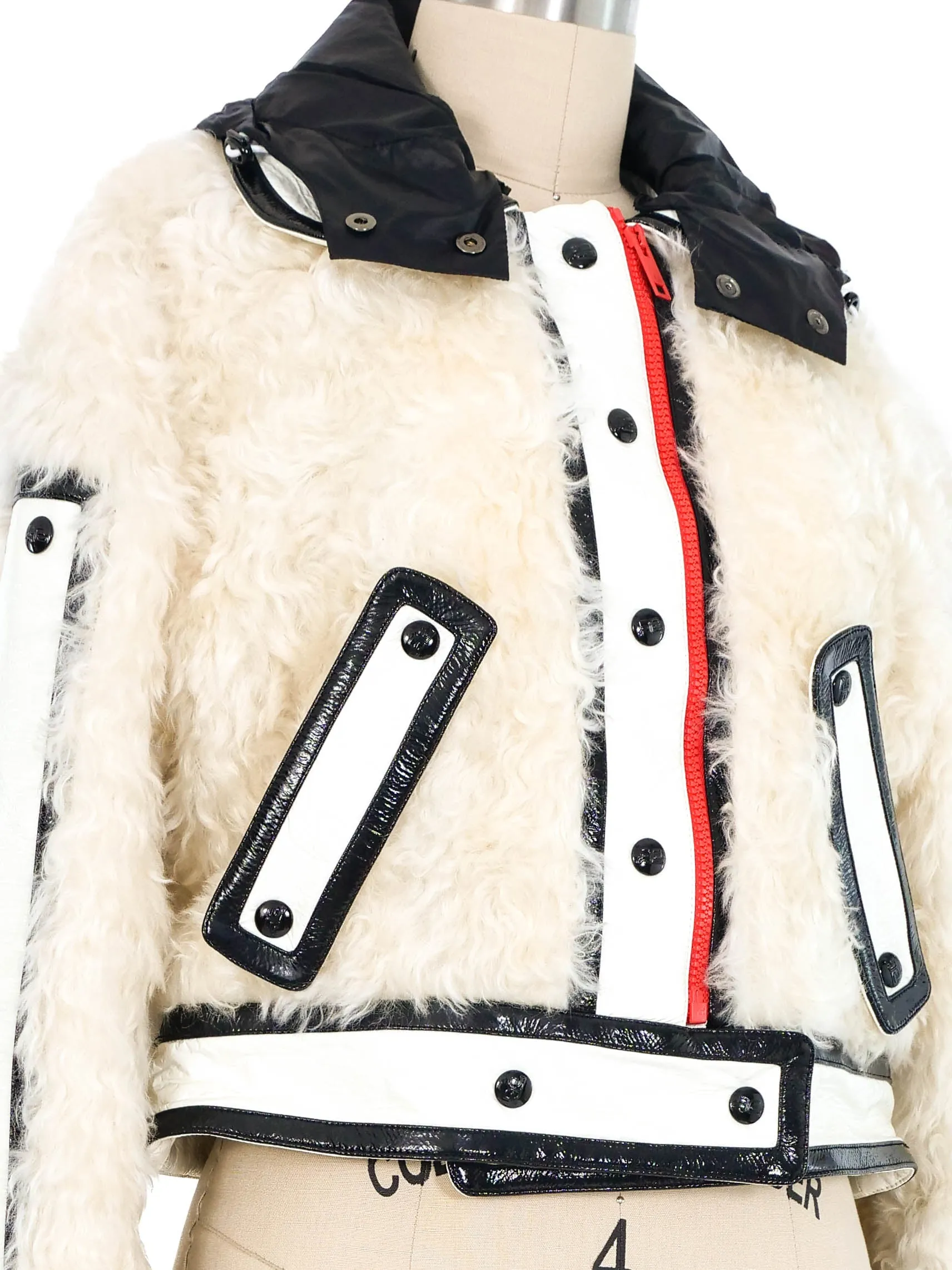 2019 Courreges Patchwork Faux Fur Jacket