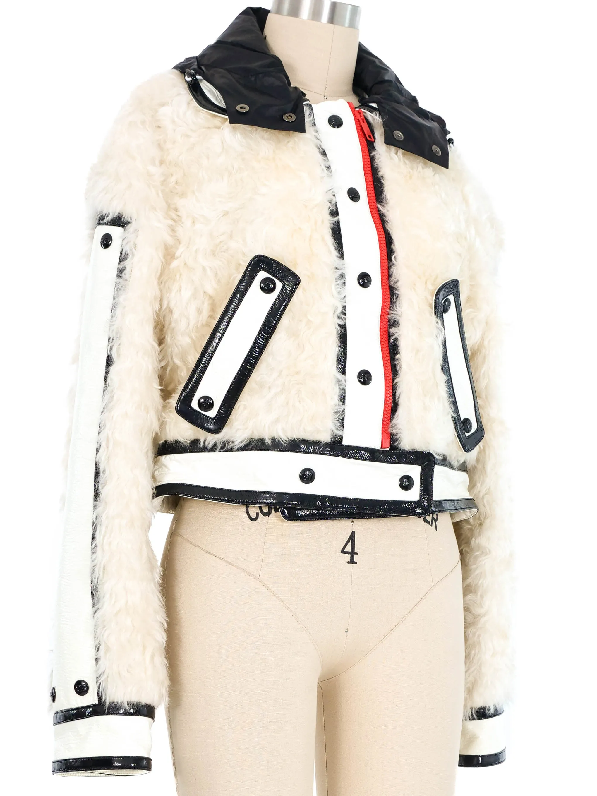 2019 Courreges Patchwork Faux Fur Jacket