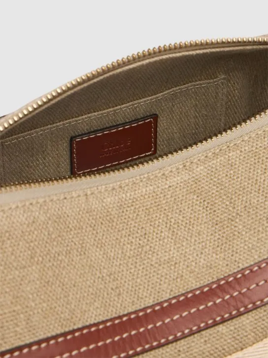Chloé   Woody linen & leather shoulder bag 