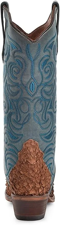 CIRCLE G LADIE'S BROWN-BLUE FISH EMBROIDERY FISH LEATHER L6112