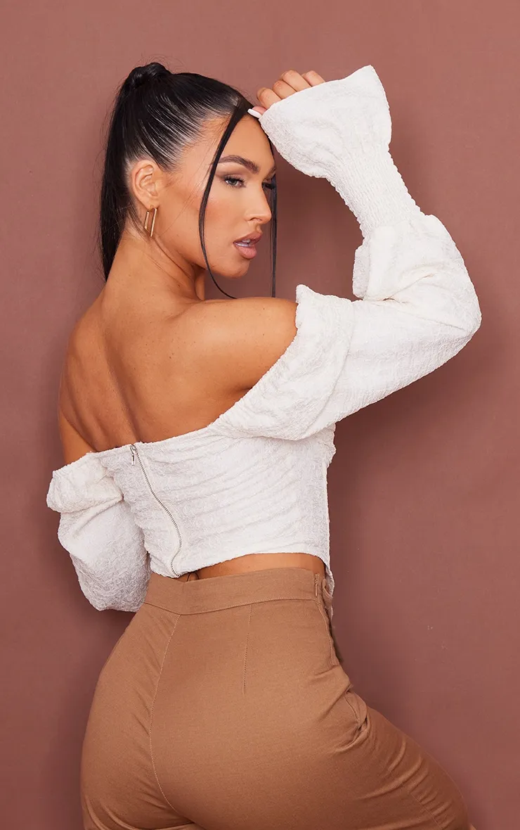 Cream Lace Long Sleeve Bust Cup Corset | Tops