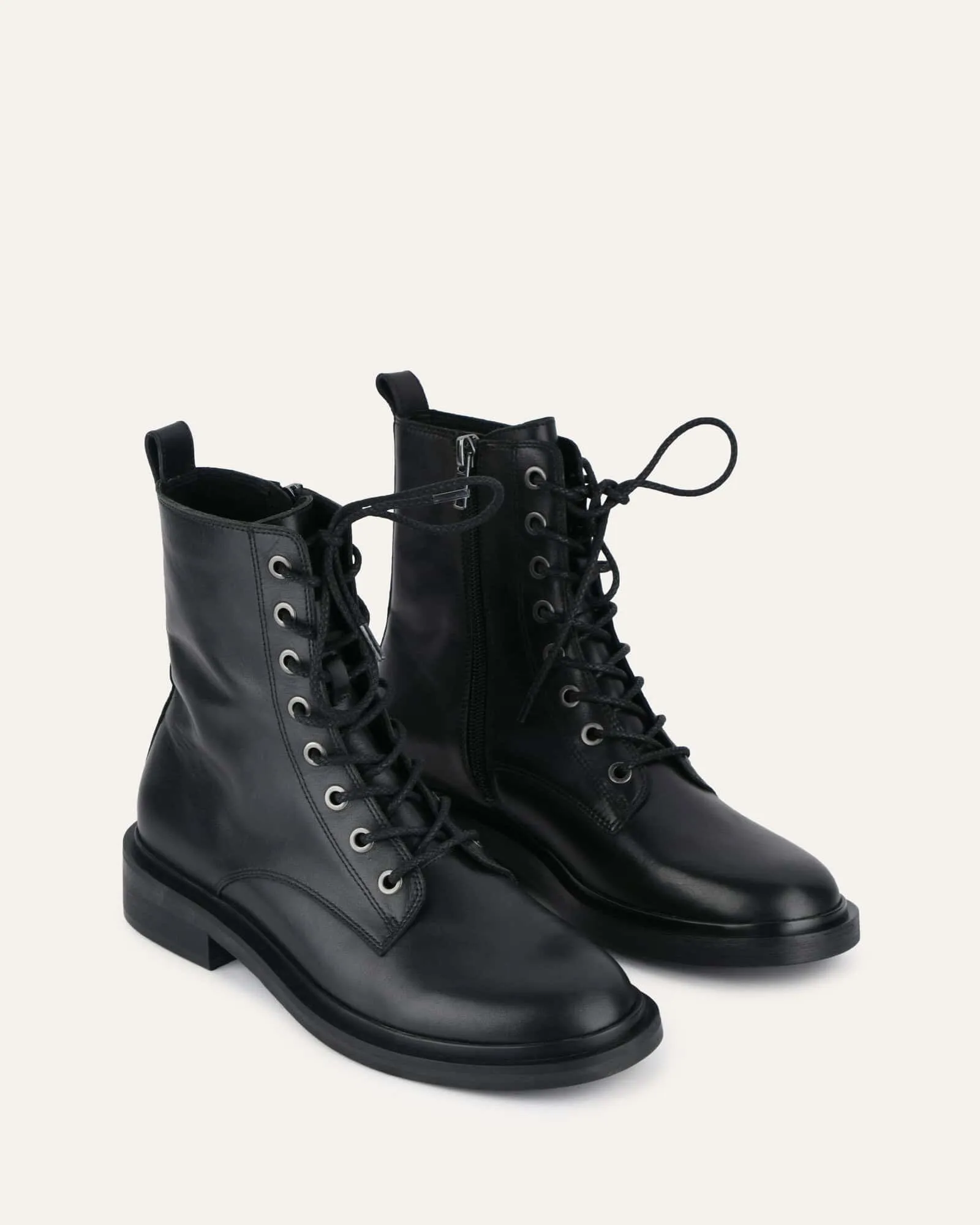 Darwin flat ankle boots black leather