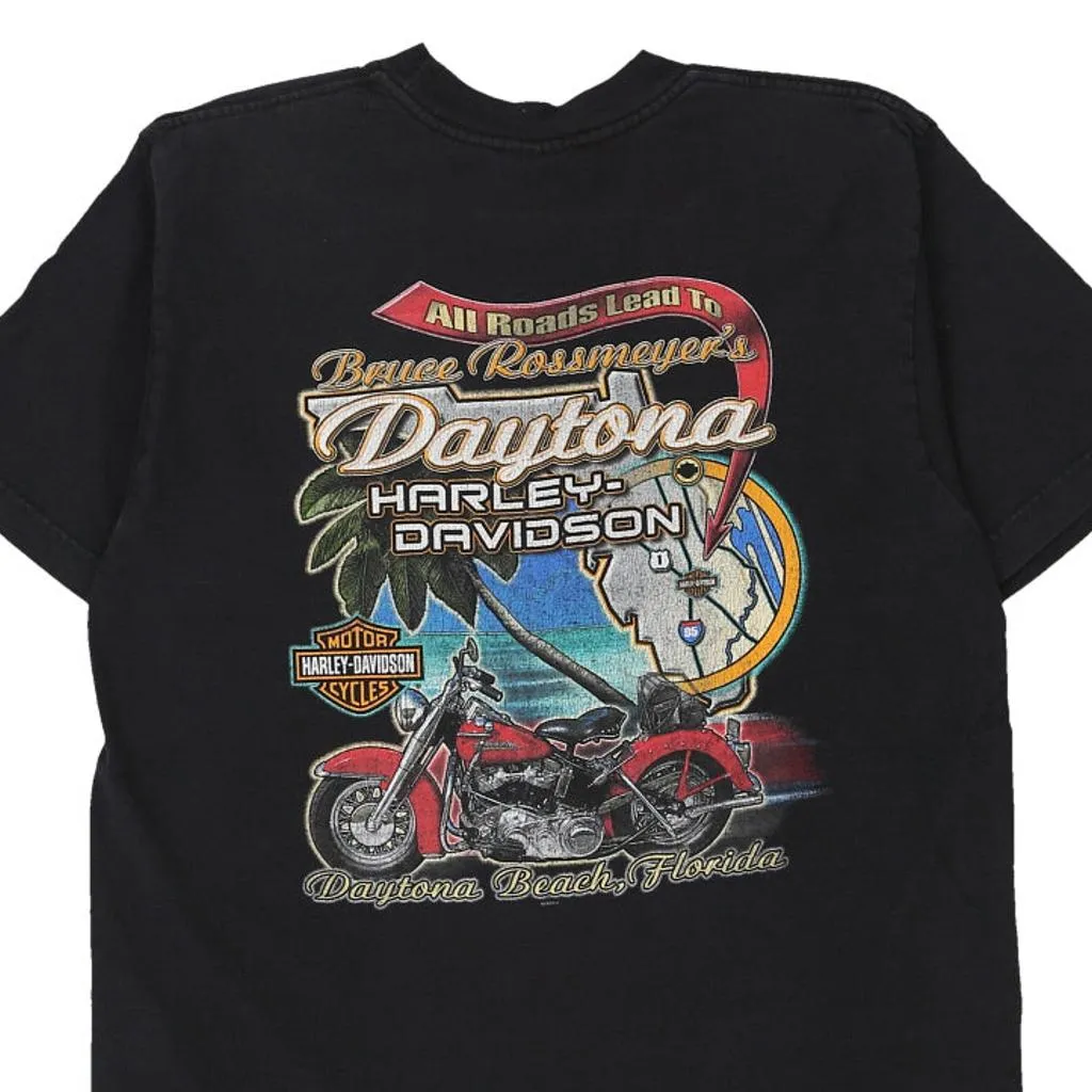 Daytona Beach Harley Davidson Graphic T-Shirt - Large Black Cotton