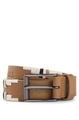 Equestrian polo belt with embroidered pattern