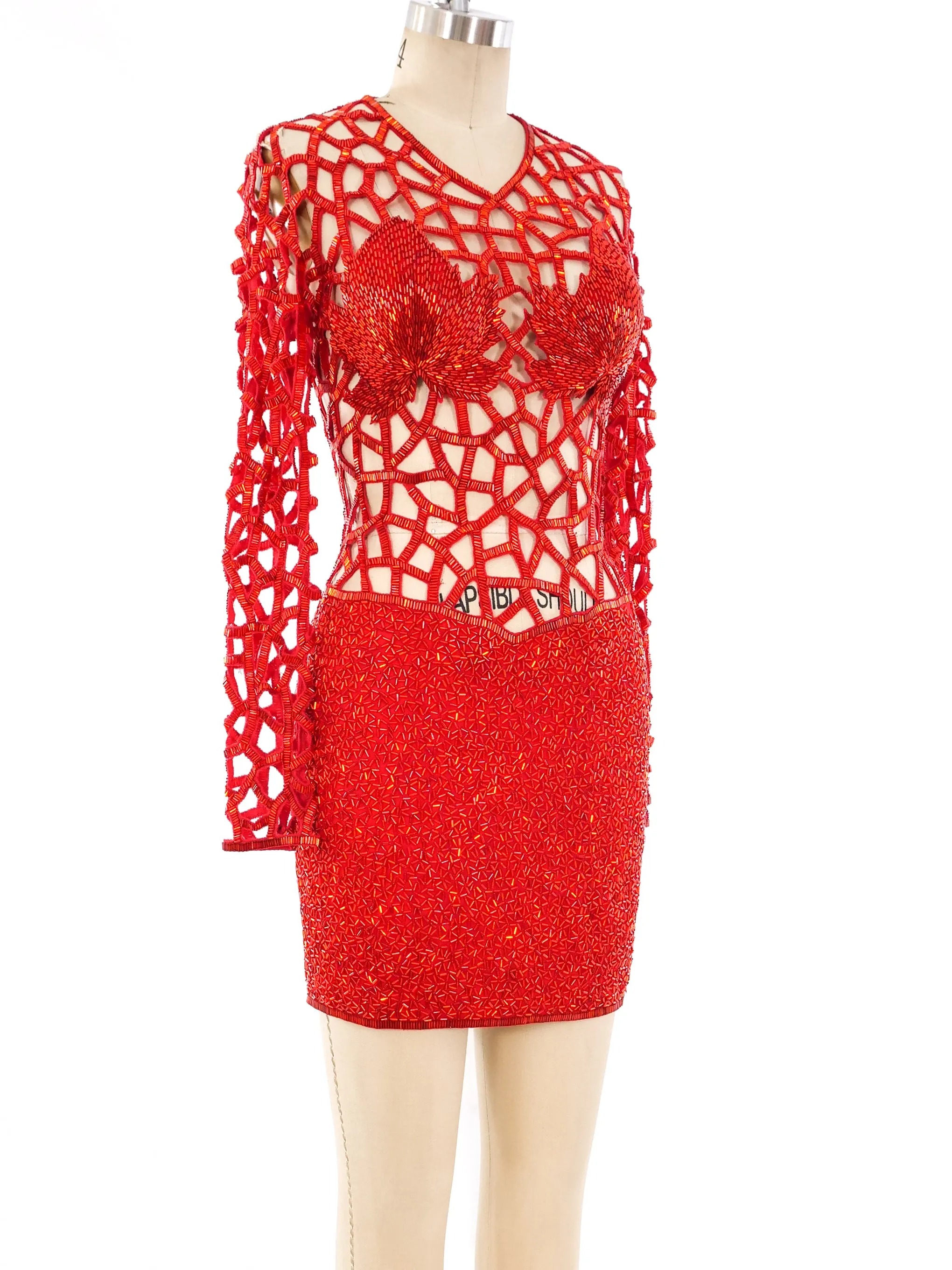Fire Red Embellished Cage Dress
