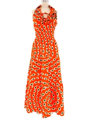 Floral Ruffled Halter Maxi Dress