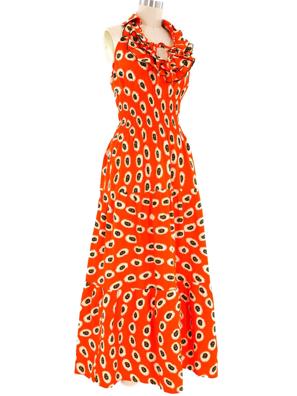 Floral Ruffled Halter Maxi Dress