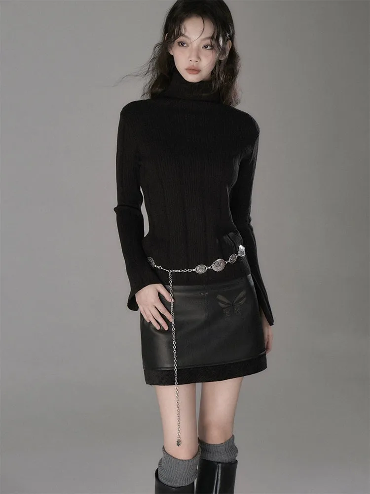 High Collar Lib Knitted Sweater