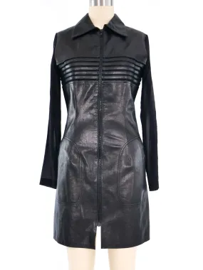 Jitrois Leather And Mesh Shirt Dress
