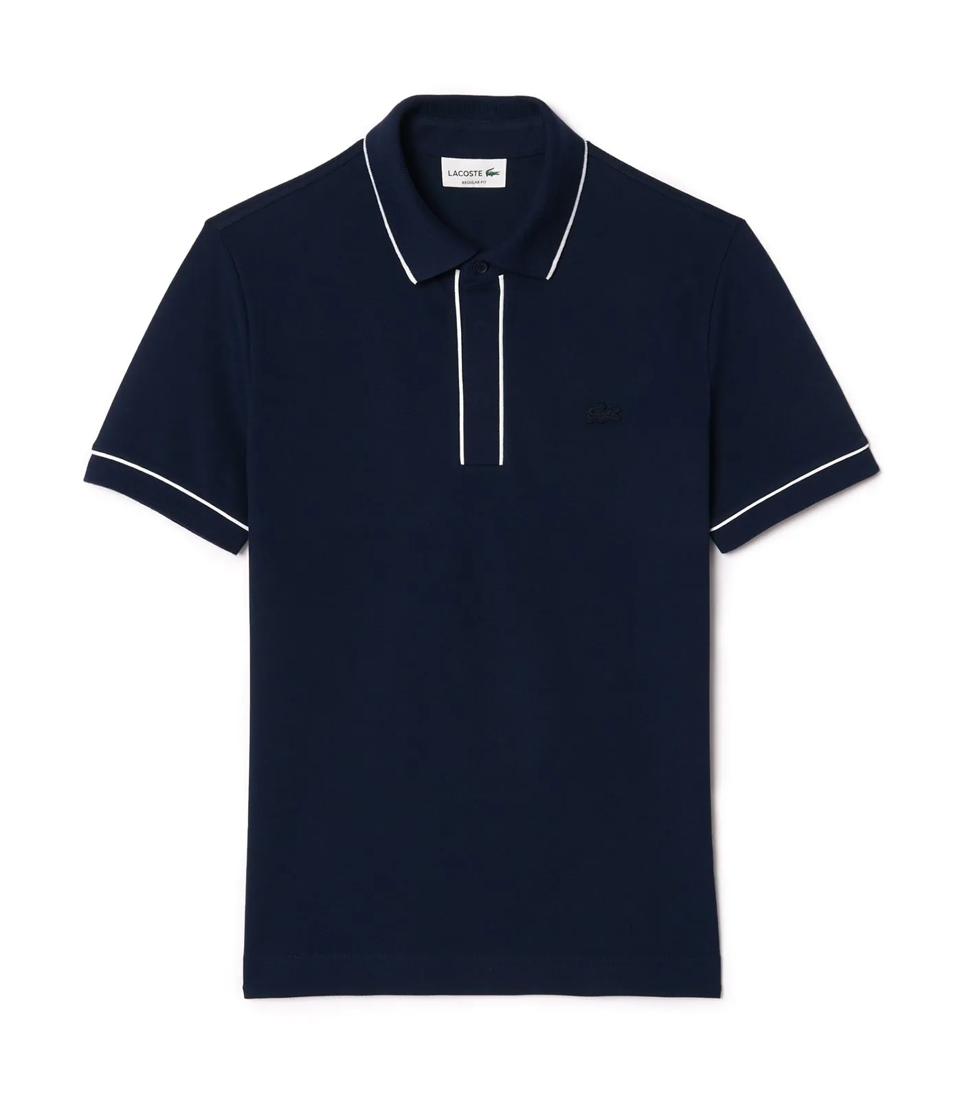 Lacoste Smart Paris Stretch Cotton Contrast Trim Polo Shirt Navy Blue