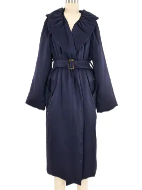 Lanvin Navy Satin Down Overcoat