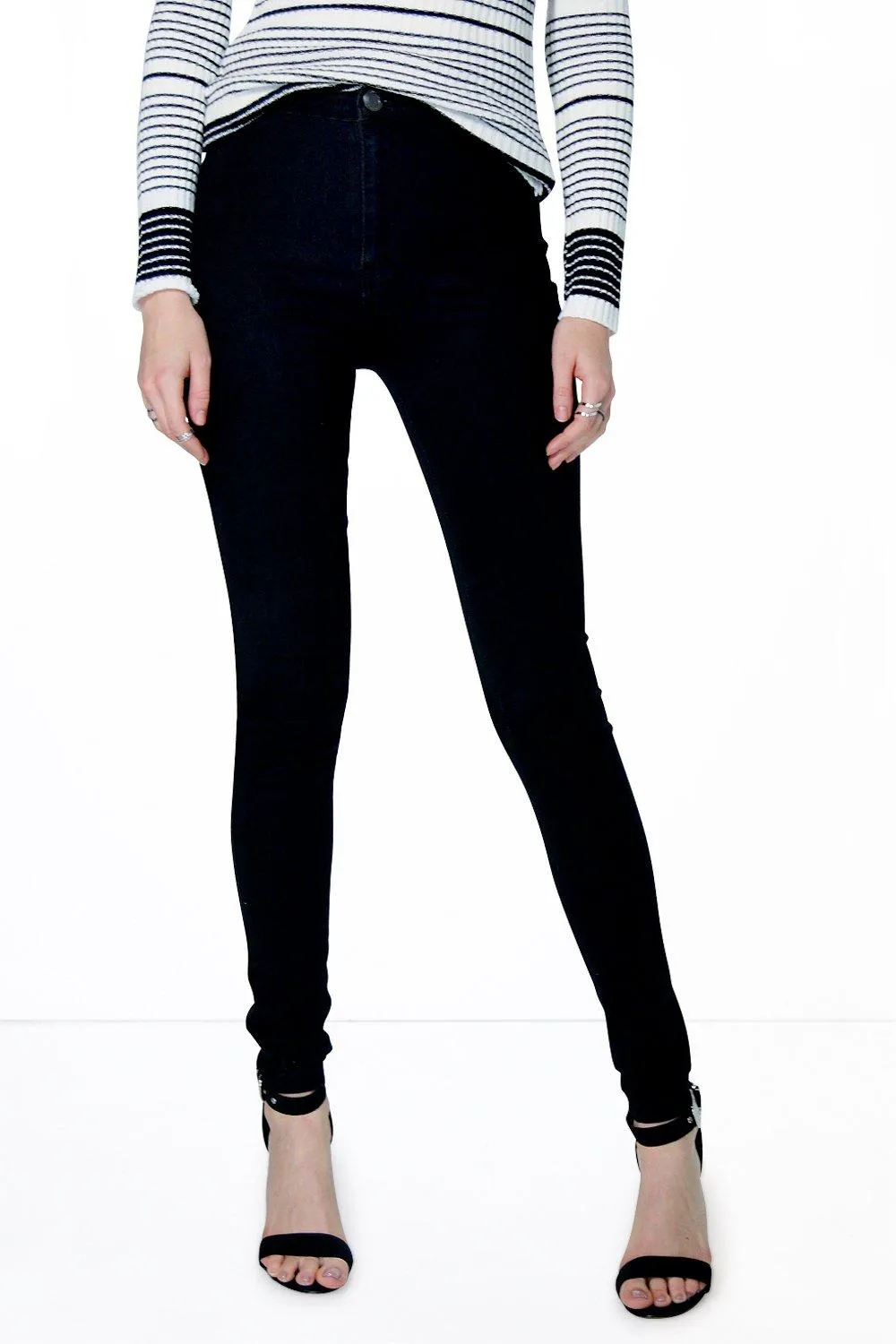 Lara High Rise Black Skinny Tube Jeans