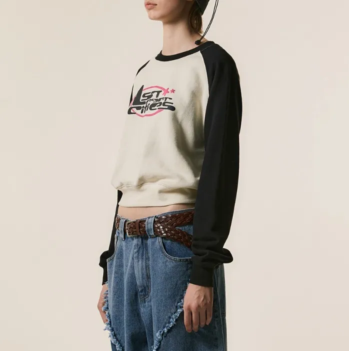 LMC  |Street Style Long Sleeves Plain Logo Cropped Tops