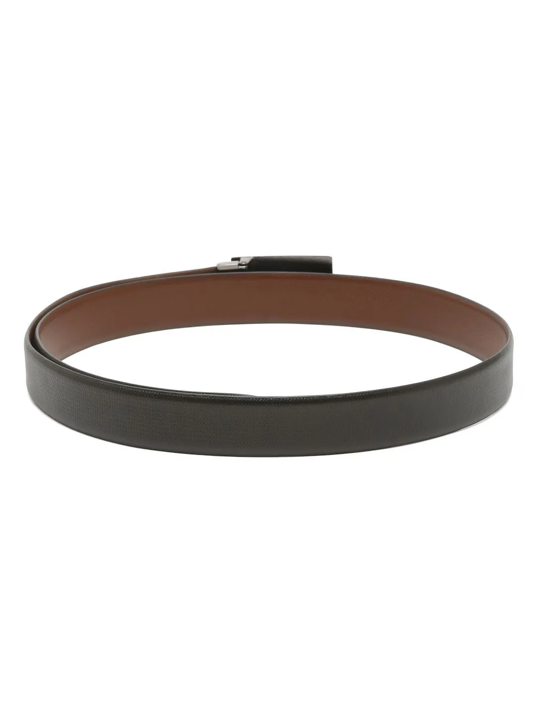 Men Black Textured Leather Belt