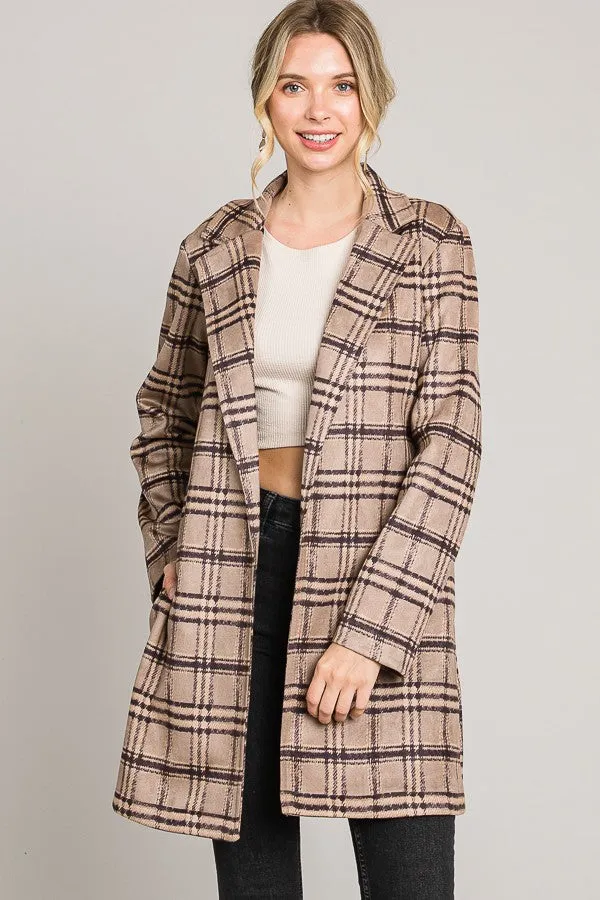 Motives Plaid Suede Coat