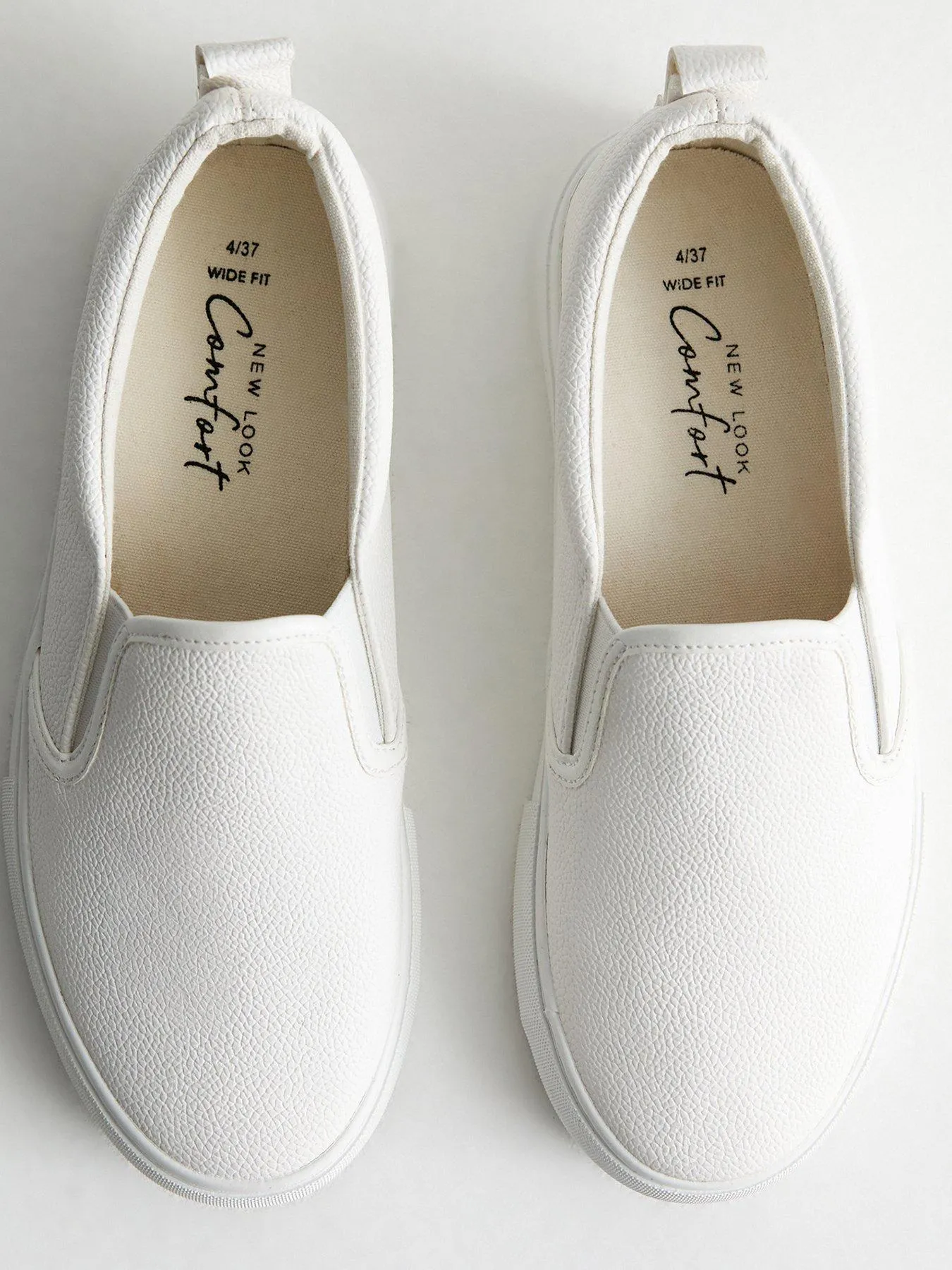 New Look Wide Fit Leather-look Slip On Plimsole Trainers