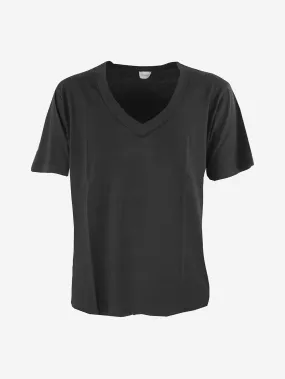 Officina 36 - T-shirt in cotone tinta unita con scollo a V