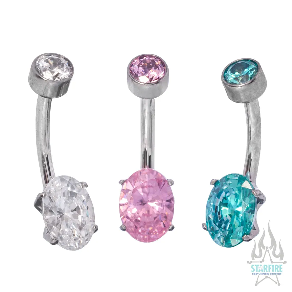 Oval-Cut Brilliant-Cut Gem Navel Curve