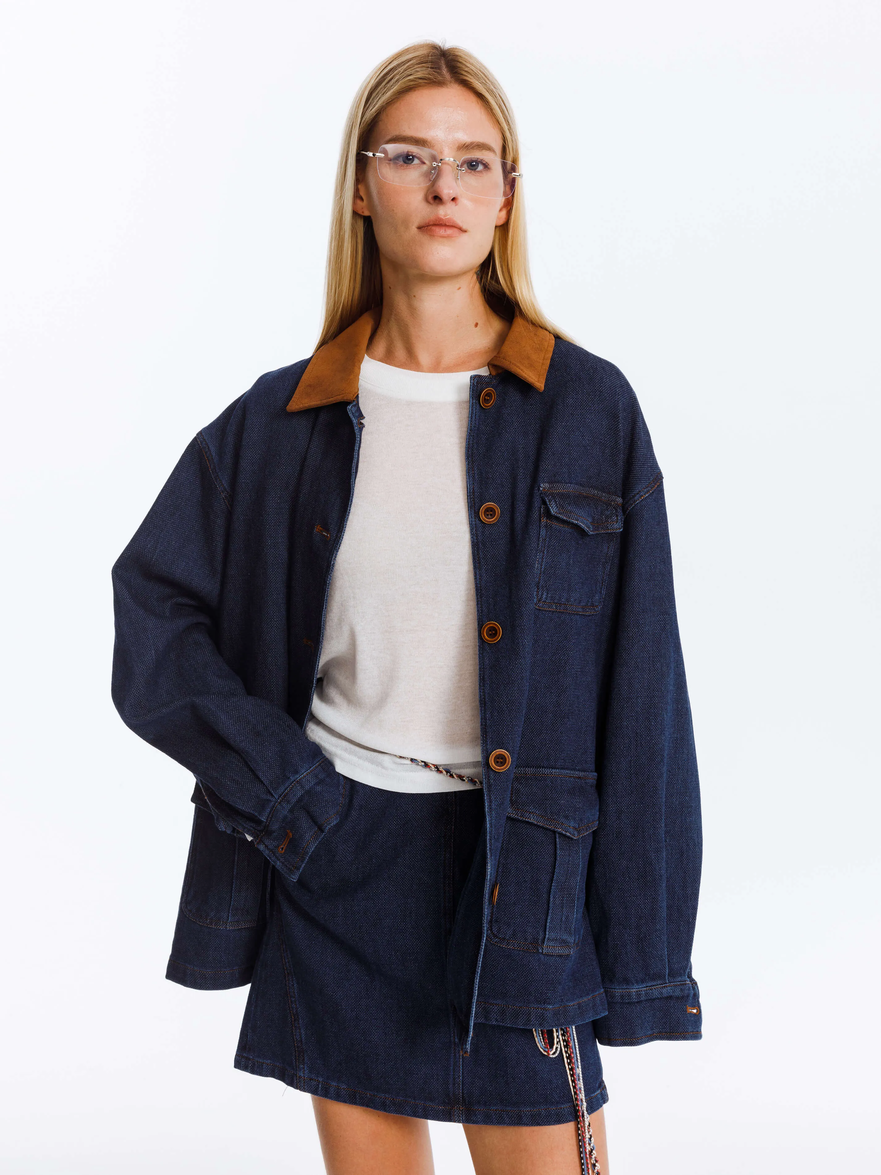 Retro Contrast Color Cotton Denim Jacket