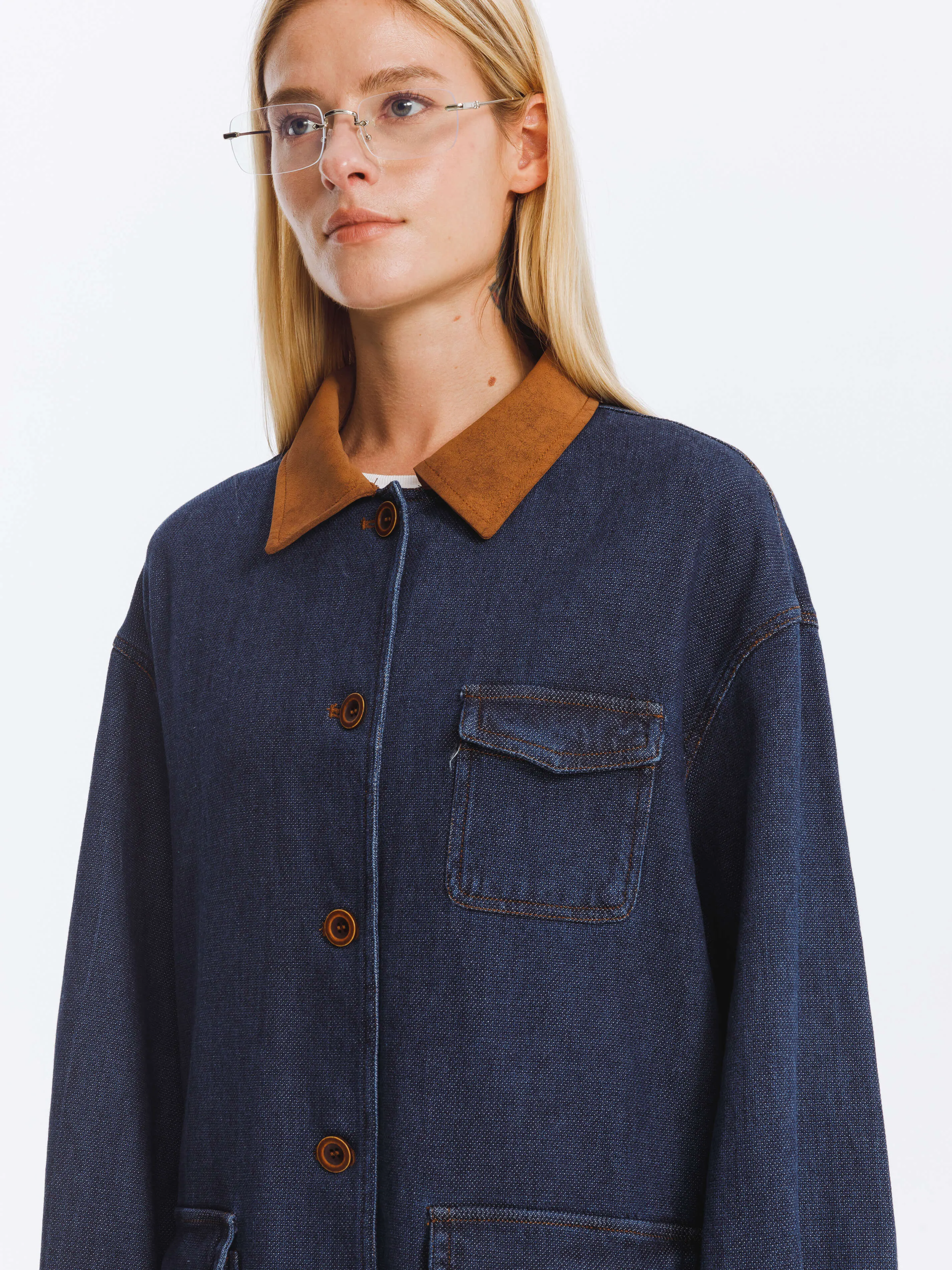 Retro Contrast Color Cotton Denim Jacket