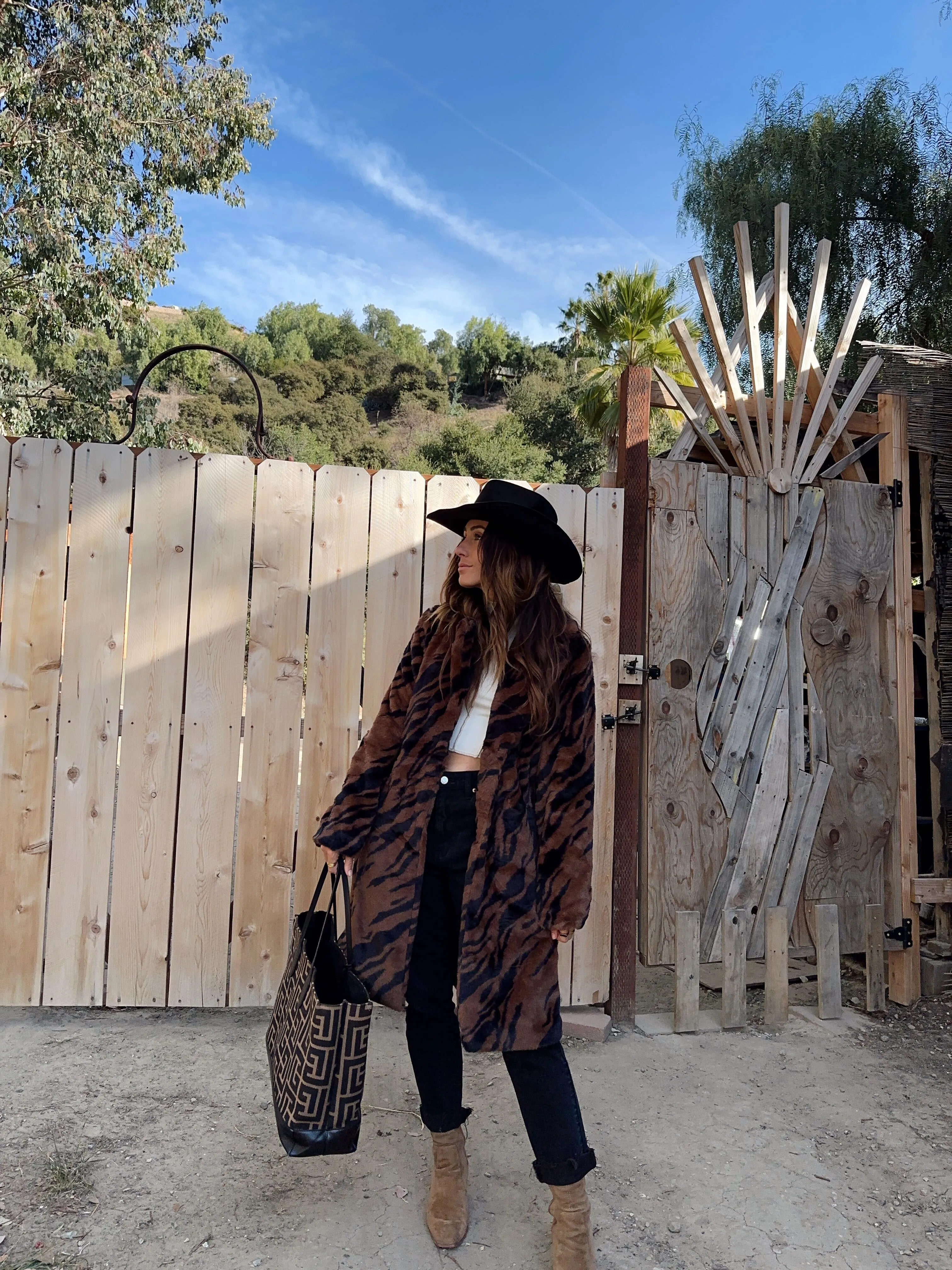 Sienna Brown Tiger Faux Fur Coat