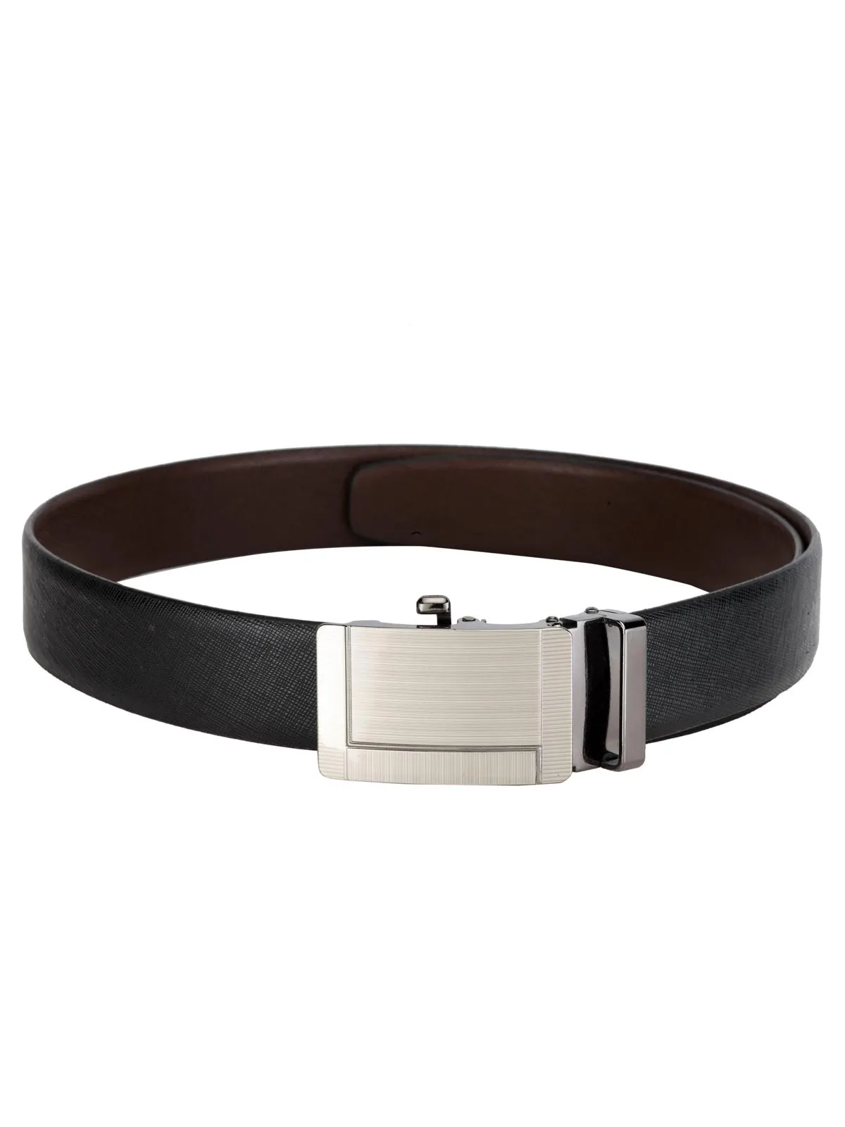Teakwood Men Black Leather Reversible Belt