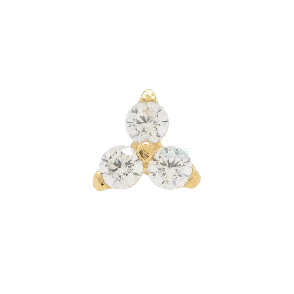 threadless: 1.5mm Trio in Gold with Brilliant-Cut Gem End