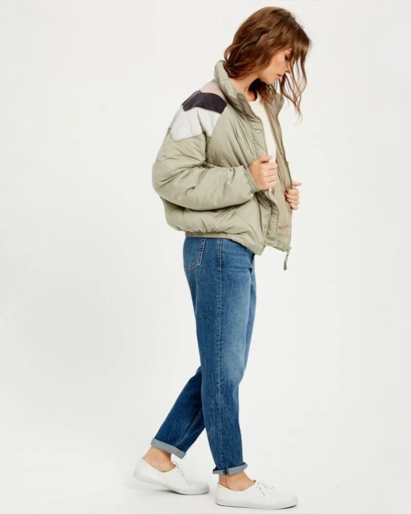 Turtle Neck Oversized Puffer Chevron Jacket - More Colors