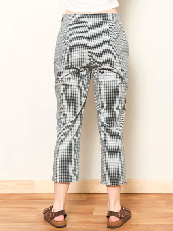 Vintage 80's Plaid Women Summer Pants