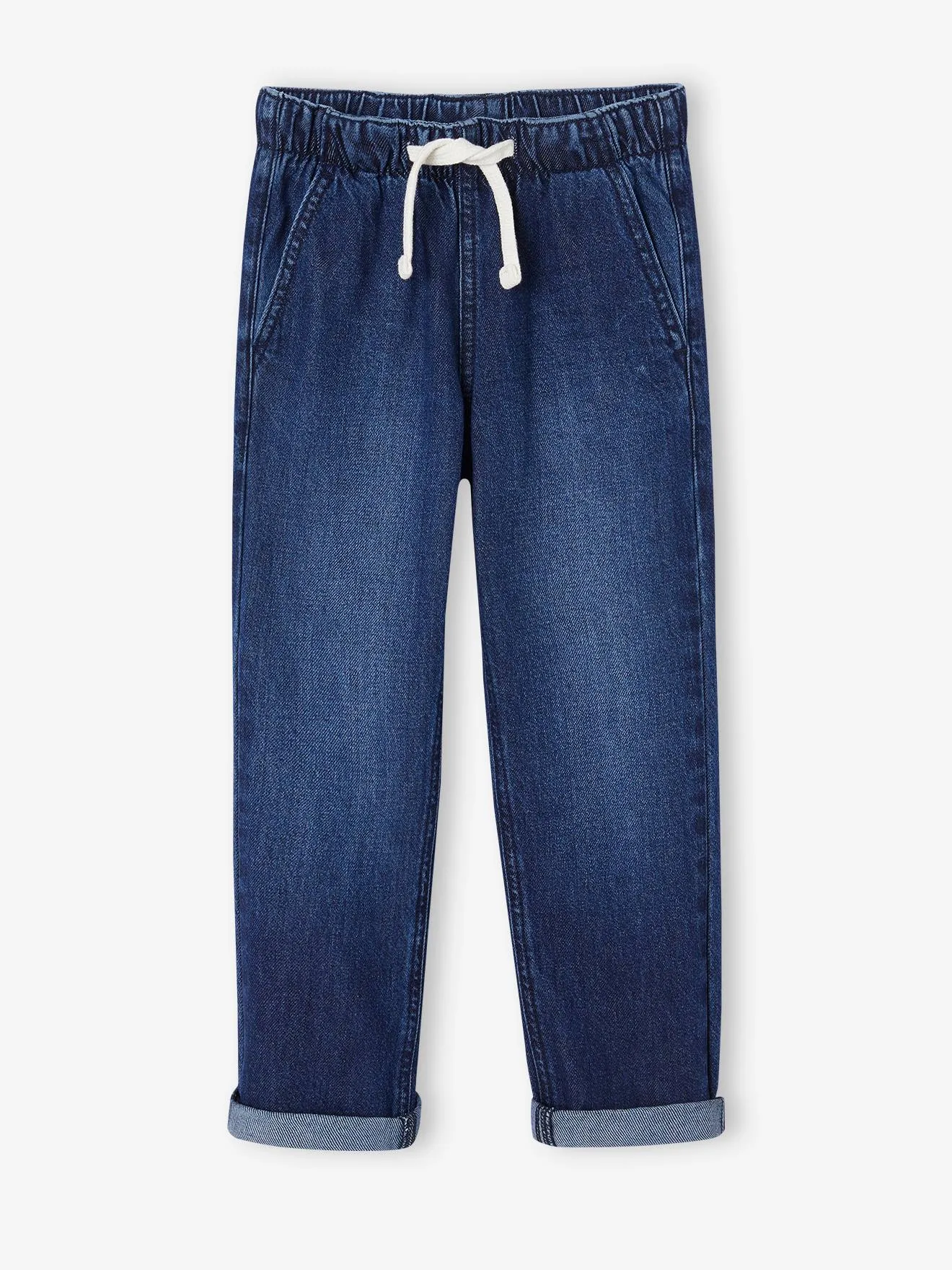 Wide Easy to Slip On Jeans for Boys - bleached denim