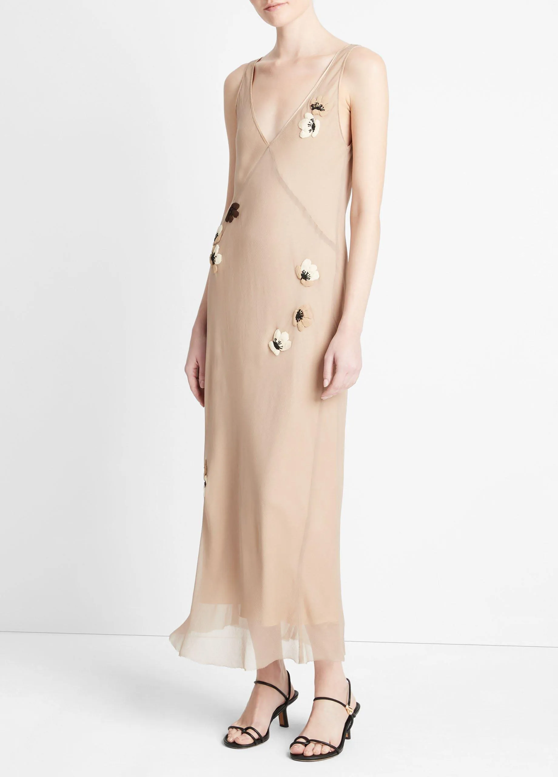 Wild Floral Appliqué Slip Dress